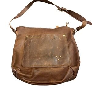 In Blue Handmade Leather Crossbody Bag Purse Brown Distressed Zip Shoulder